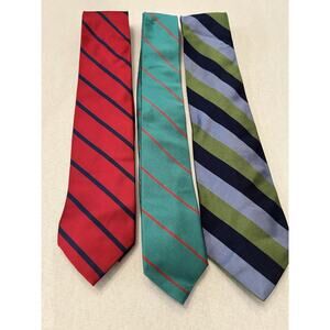Lot 3 J Crew Diagonal Stripe 100% Silk Menswear Skinny Tie handmade in USA